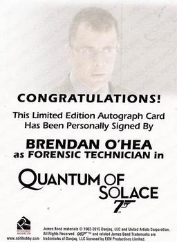 2016 Rittenhouse James Bond 007 Classics - Autographs #NNO Brendan O'Hea Back