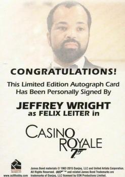 2016 Rittenhouse James Bond 007 Classics - Autographs #NNO Jeffrey Wright Back