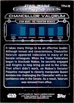 2017 Topps Star Wars: Galactic Files Reborn - Blue #TPM-18 Chancellor Valorum Back