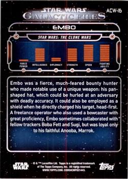2017 Topps Star Wars: Galactic Files Reborn - Blue #ACW-16 Embo Back