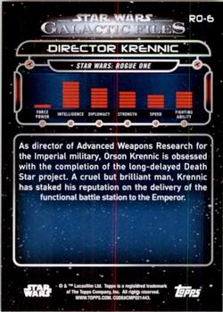2017 Topps Star Wars: Galactic Files Reborn - Blue #RO-6 Director Krennic Back