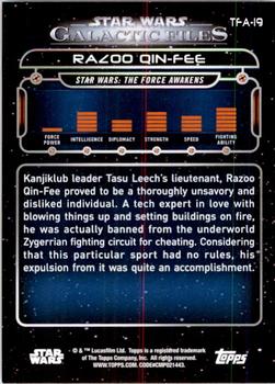 2017 Topps Star Wars: Galactic Files Reborn - Blue #TFA-19 Razoo Qin-Fee Back