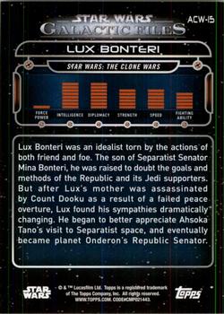2017 Topps Star Wars: Galactic Files Reborn - Orange #ACW-15 Lux Bonteri Back
