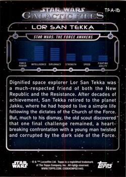 2017 Topps Star Wars: Galactic Files Reborn - Orange #TFA-16 Lor San Tekka Back