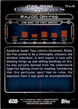 2017 Topps Star Wars: Galactic Files Reborn - Orange #TFA-19 Razoo Qin-Fee Back