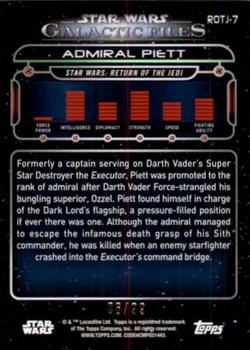 2017 Topps Star Wars: Galactic Files Reborn - Purple #ROTJ-7 Admiral Piett Back