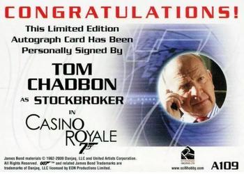 2009 Rittenhouse James Bond Archives - Autographs #A109 Tom Chadbon Back