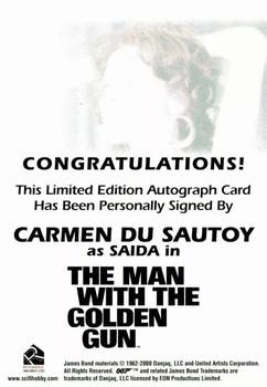 2009 Rittenhouse James Bond Archives - Autographs #NNO Carmen Du Sautoy Back