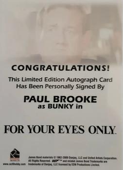 2009 Rittenhouse James Bond Archives - Autographs #NNO Paul Brooke Back