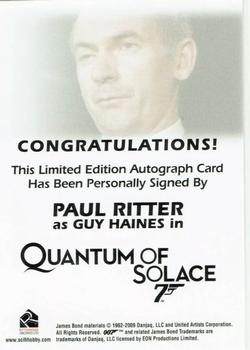 2009 Rittenhouse James Bond Archives - Autographs #NNO Paul Ritter Back