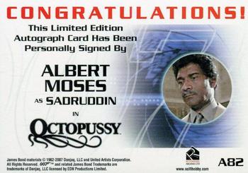 2008 Rittenhouse James Bond In Motion - Autographs 40th Anniversary Design #A82 Albert Moses Back