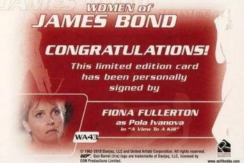 2014 Rittenhouse James Bond Archives - Autographs #WA43 Fiona Fullerton Back