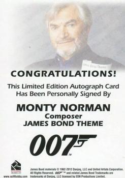 2014 Rittenhouse James Bond Archives - Autographs #NNO Monty Norman Back