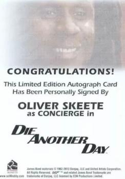 2014 Rittenhouse James Bond Archives - Autographs #NNO Oliver Skeete Back