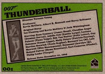 2014 Rittenhouse James Bond Archives - Thunderball Throwback #001 Thunderball Back