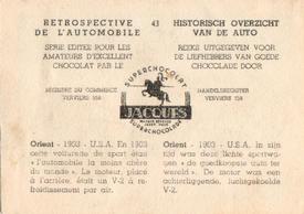 1955 Chocolat Jacques Retrospective de l'automobile #43 1903 - Orient Back