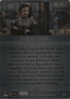 2017 Rittenhouse Game of Thrones Valyrian Steel #34 Robb Stark Back