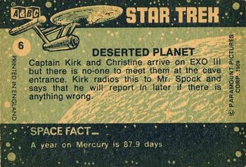 1969 A&BC Star Trek #6 Deserted Planet Back