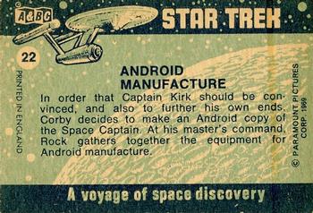 1969 A&BC Star Trek #22 Android Manufacture Back