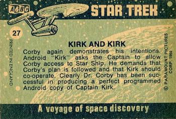 1969 A&BC Star Trek #27 Kirk and Kirk Back