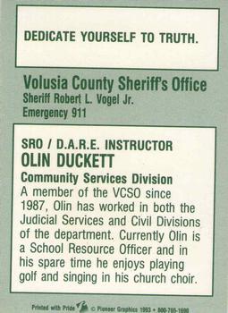 1993 Volusia County Sheriff's Office SheriffStars #NNO Olin Duckett Back