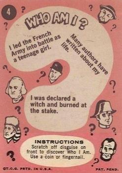1967 Topps Who Am I? #4 Joan of Arc Back