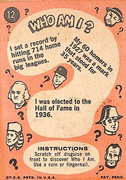 1967 Topps Who Am I? #12 Babe Ruth Back
