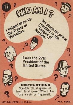 1967 Topps Who Am I? #17 Woodrow Wilson Back