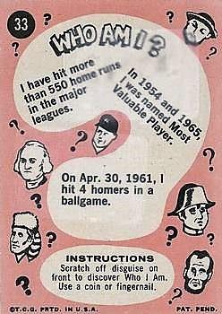 1967 Topps Who Am I? #33 Willie Mays Back