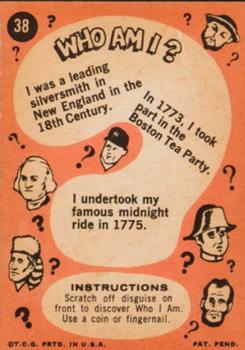 1967 Topps Who Am I? #38 Paul Revere Back
