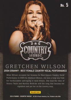 2014 Panini Country Music - Award Winners #5 Gretchen Wilson Back