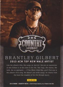 2014 Panini Country Music - Award Winners #12 Brantley Gilbert Back
