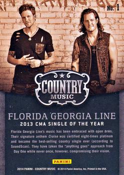 2014 Panini Country Music - Award Winners Green #1 Florida Georgia Line Back