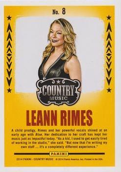 2014 Panini Country Music - Backstage Pass #8 LeAnn Rimes Back