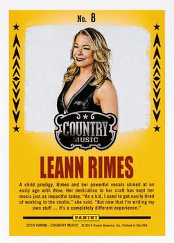 2014 Panini Country Music - Backstage Pass Blue #8 LeAnn Rimes Back