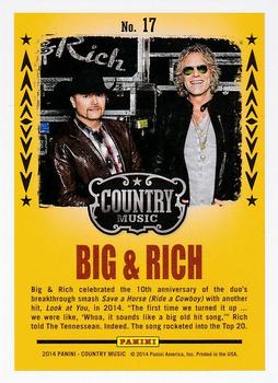 2014 Panini Country Music - Backstage Pass Green #17 Big & Rich Back