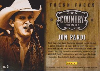 2014 Panini Country Music - Fresh Faces #5 Jon Pardi Back