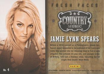 2014 Panini Country Music - Fresh Faces Blue #4 Jamie Lynn Spears Back