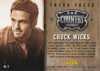 2014 Panini Country Music - Fresh Faces Green #1 Chuck Wicks Back