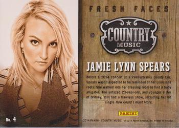2014 Panini Country Music - Fresh Faces Green #4 Jamie Lynn Spears Back