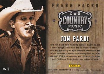 2014 Panini Country Music - Fresh Faces Green #5 Jon Pardi Back