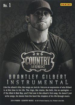 2014 Panini Country Music - Instrumental Green #1 Brantley Gilbert Back