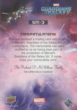2017 Upper Deck Marvel Guardians of the Galaxy Vol. 2 - Galactic Garb Single Relics #SM-3 Drax Back