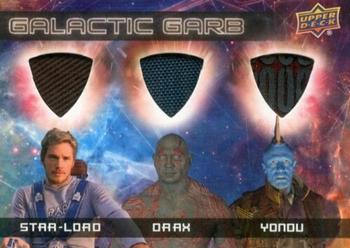 2017 Upper Deck Marvel Guardians of the Galaxy Vol. 2 - Galactic Garb Triple Relics #TM-1 Star-Lord / Drax / Yondu Front