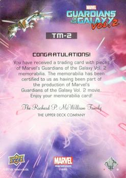 2017 Upper Deck Marvel Guardians of the Galaxy Vol. 2 - Galactic Garb Triple Relics #TM-2 Yondu / Nebula / Rocket Back