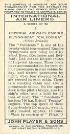 1936 Player's International Air Liners #1 Imperial Airways Empire Flying-Boat Caledonia Back