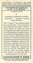 1936 Player's International Air Liners #2 Imperial Airways Liner Dryad Diana Class Back