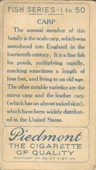 1910 American Tobacco Co. Fish Series (T58) - Piedmont Cigarettes Factory 25 #NNO Carp Back