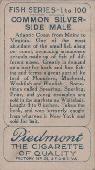 1910 American Tobacco Co. Fish Series (T58) - Piedmont Cigarettes Factory 25 #NNO Common Silverside Male Back