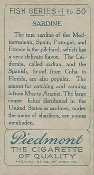 1910 American Tobacco Co. Fish Series (T58) - Piedmont Cigarettes Factory 25 #NNO Sardine Back